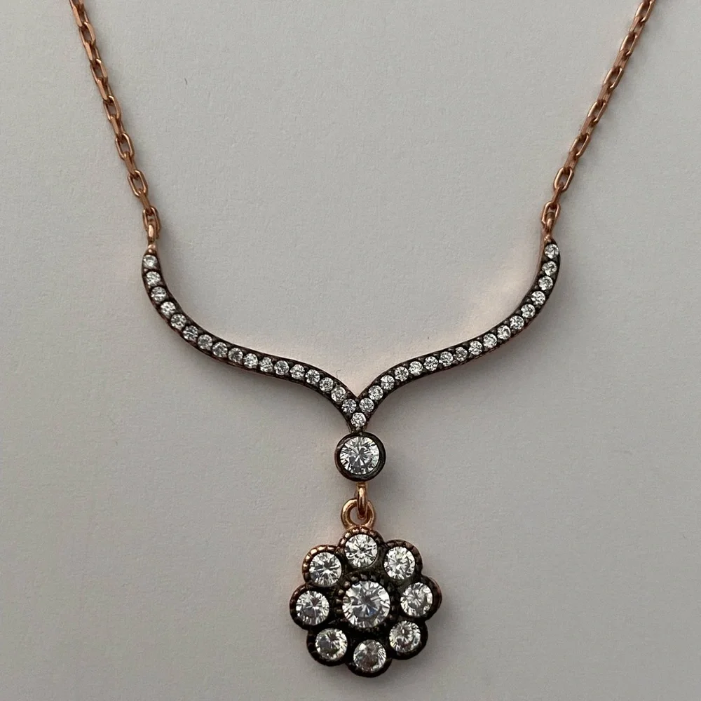 925 Silver necklace cz stones - Picture 1 of 4